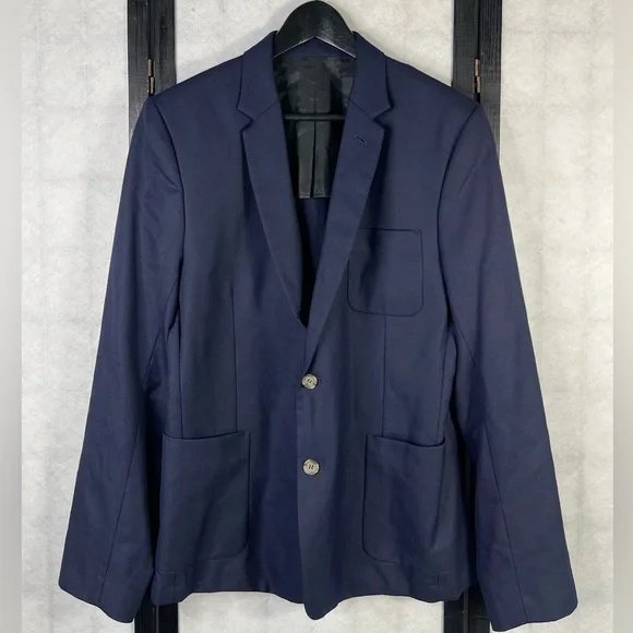 AMI Alexandre Mattiussi Blue Jacket Blazer Unstructured Unlined Mens EU 54 US 44